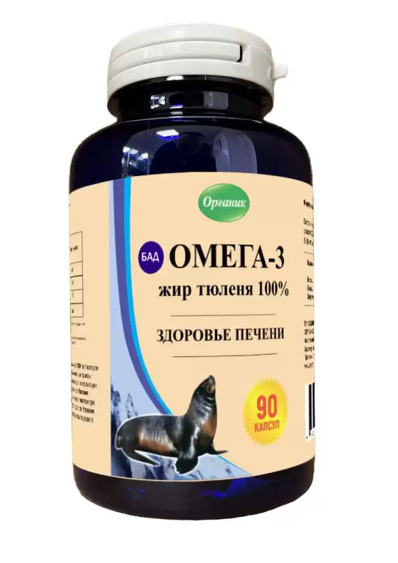 Омега-3, 90 капсул Жир тюленя 100% Здоровье печени